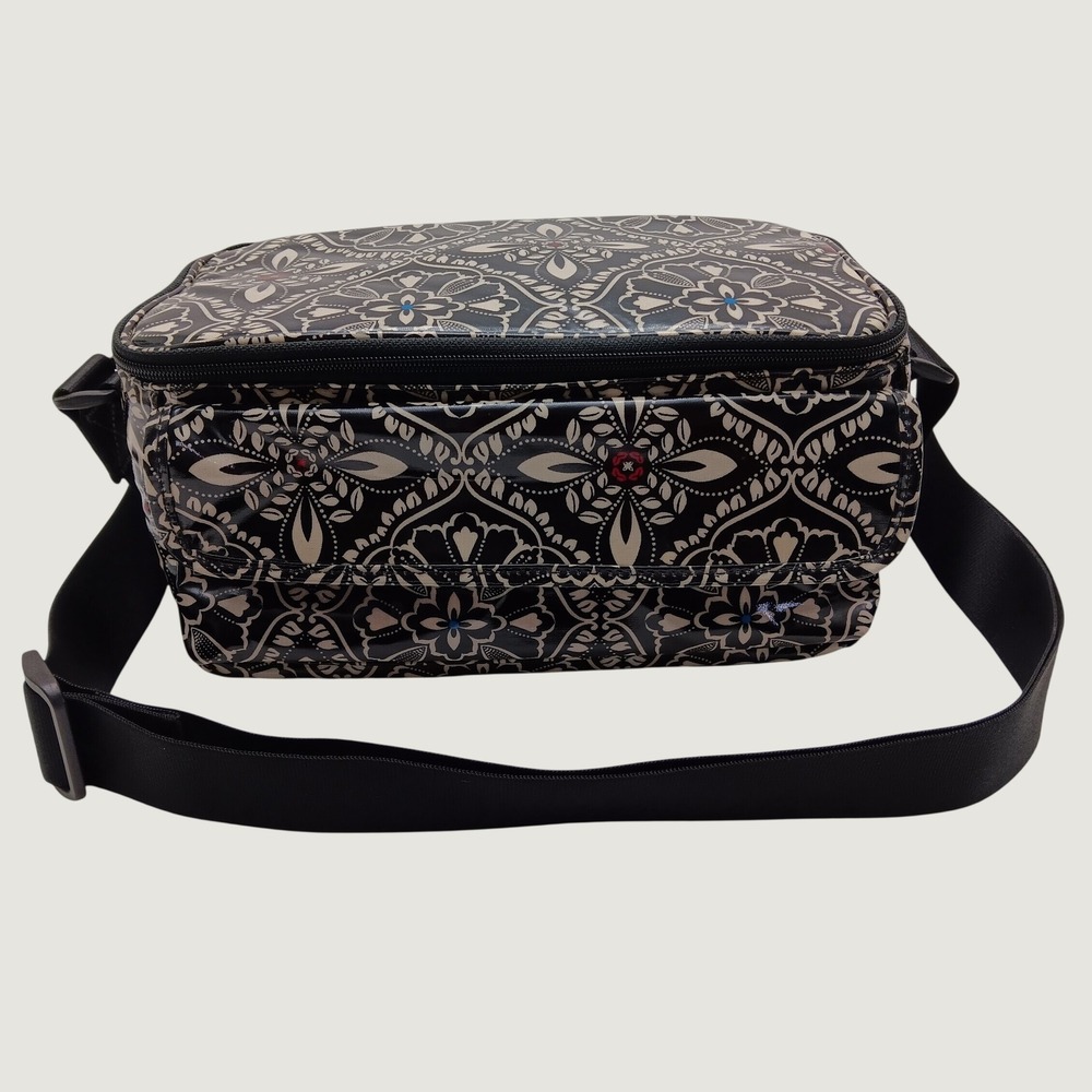 Vera Bradley Barcelona Black Cream Insulated Crossbody Lunch Bag Cooler Tote EUC